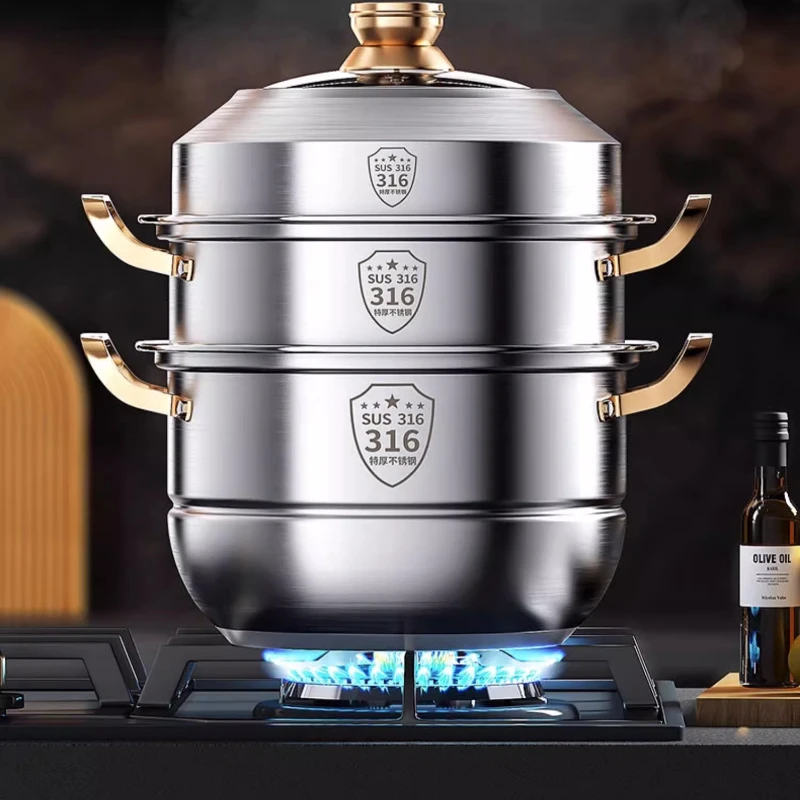 Home Cooking Cookbook - Marmite à Vapeur en Acier Inoxydable